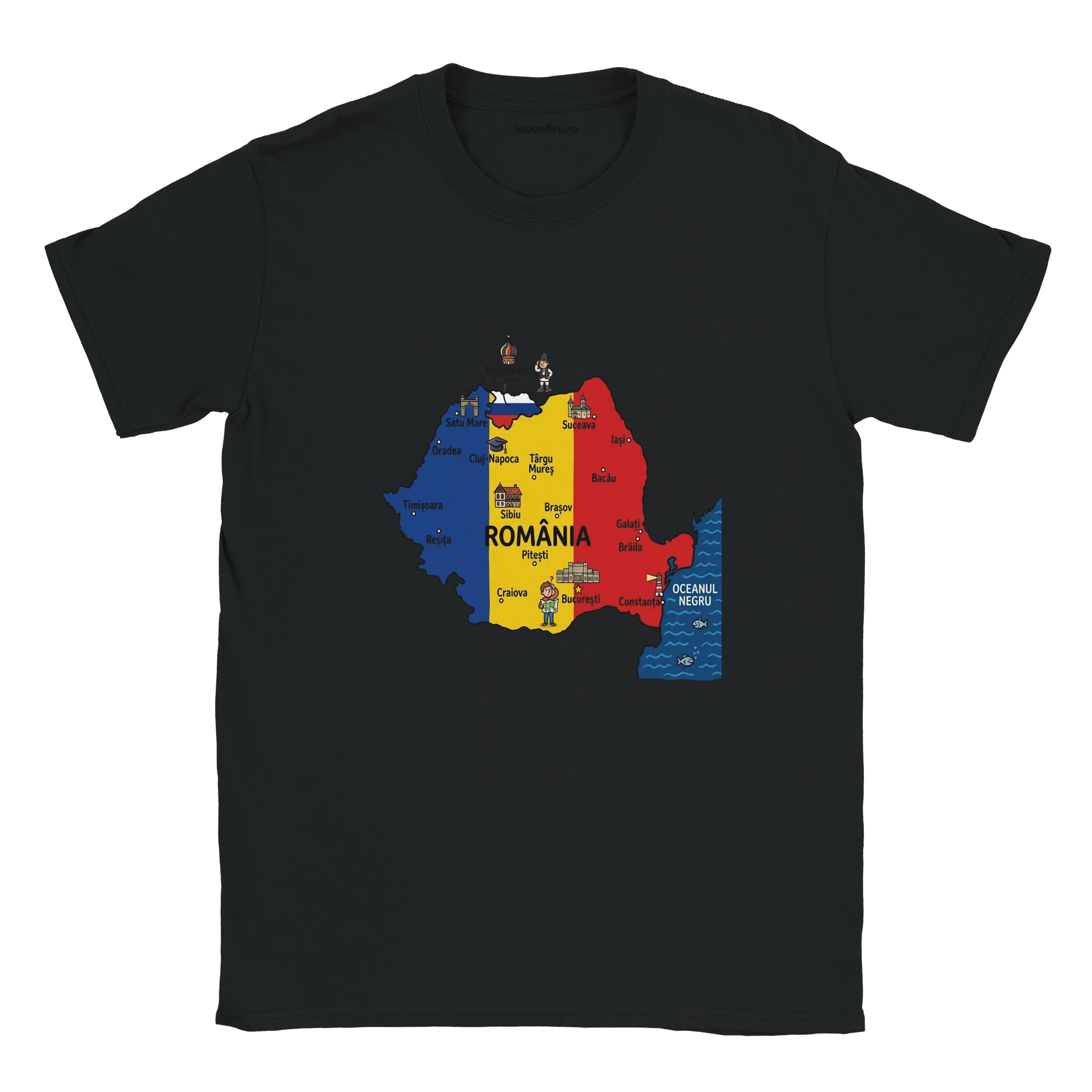 Tricou | Maramureș e în Rusia — culoare negru, vedere 1